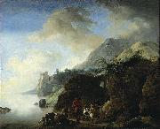 Philips Wouwerman Travelers Awaiting a Ferry oil